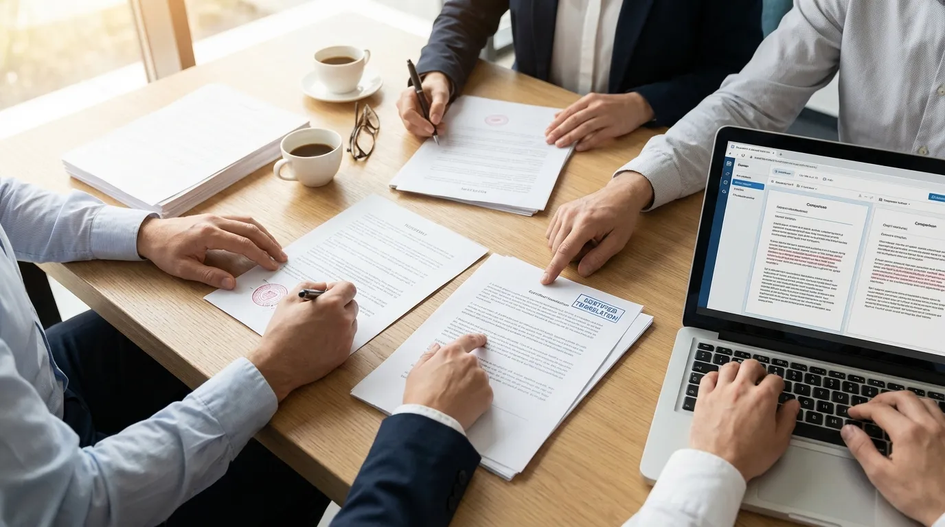 Tercüme ekibi belge incelemesi ve kalite kontrol çalışmaları